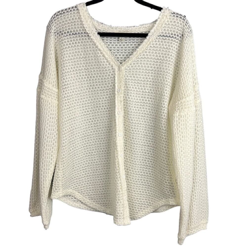 Umgee Waffle Knit Button Down Size S